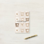 Koffiebekers met Hartvorm en Crème Post-it® Notes (Op bureau)