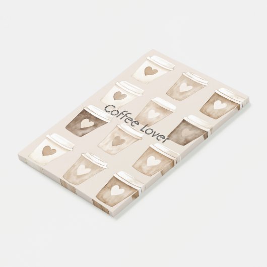 Koffiebekers met Hartvorm en Crème Post-it® Notes (Schuin)