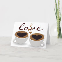 Koffiebekers paar harten en liefde