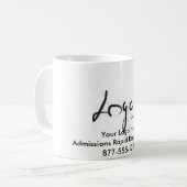 Koffiebekertje met telefoonnummer voor toegang koffiemok (Voorkant links)