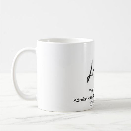 Koffiebekertje met telefoonnummer voor toegang koffiemok (Links)