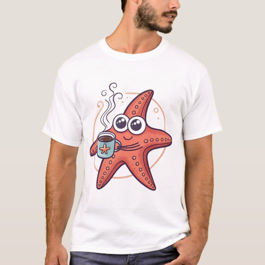 Koffiebezeten zeester t-shirt (Voorkant)