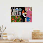 Koffieblauw Mok, onstuimige stijl Poster (Keuken)