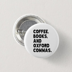 Koffieboeken en Oxford Commas Cool Teacher Grappig Ronde Button 3,2 Cm