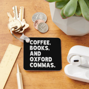 Koffieboeken en Oxford Commas Cool Teacher Grappig Sleutelhanger