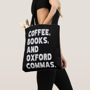 Koffieboeken en Oxford-komma's Cool Leraar Grappig Tote Bag
