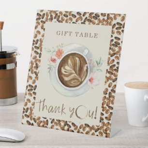 Koffiebonen Baby shower Cadeettafel Floral Reclamebord Met Voetstuk