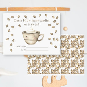 Koffiebonen Baby shower Raad eens hoeveel snoepjes Informatiekaartje