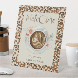 Koffiebonen Baby shower Welkom Floral Reclamebord Met Voetstuk