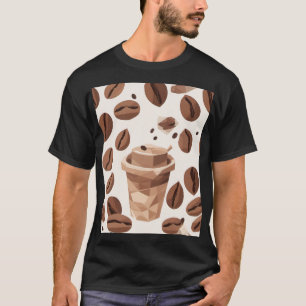 Koffiebonen Beker Geometrisch Patroon Low Poly Kof T-shirt