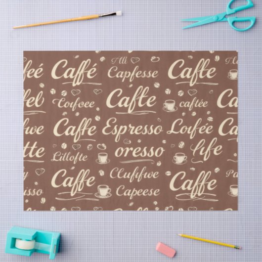 koffiebonen & bekerpatroon Tissue Paper – Tissuepapier (Craft)