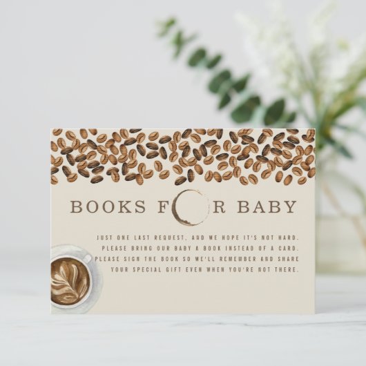 Koffiebonen Boeken voor Baby shower Boekaanvraag Kaart (Staand voorkant)