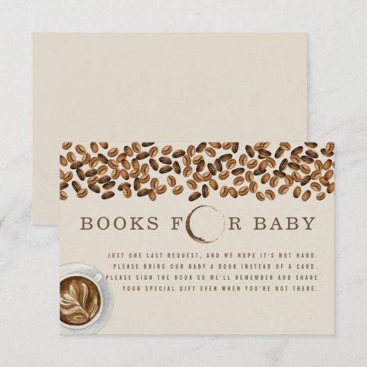 Koffiebonen Boeken voor Baby shower Boekaanvraag Kaart (Voorkant / Achterkant)