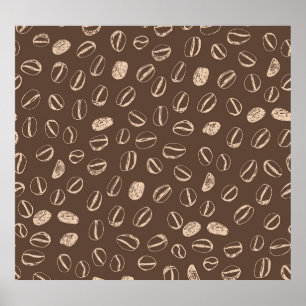 Koffiebonen: Cartoon Doodle  Poster