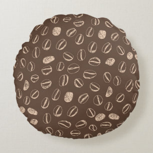 Koffiebonen: Cartoon Doodle Rond Kussen