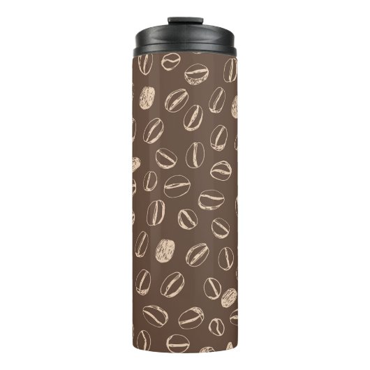 Koffiebonen: Cartoon Doodle Thermosbeker (Voorkant)