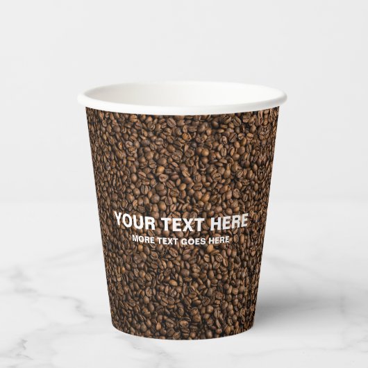 Koffiebonen Custom Business Logo Hier Stijlvol Papieren Bekers (Voorkant)