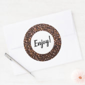 Koffiebonen - Custom Enjoy Ronde Sticker (Envelop)