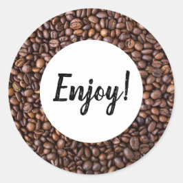 Koffiebonen - Custom Enjoy Ronde Sticker