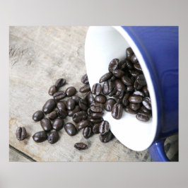 Koffiebonen die 16x20 uit een koffie-Mok putten Poster