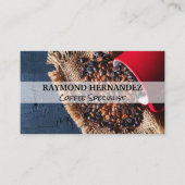 Koffiebonen die uit een kopje stromen visitekaartje (Voorkant)