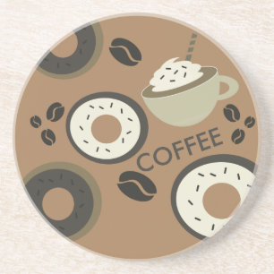 Koffiebonen Donuts Zoete Barista Zandsteen Onderzetter