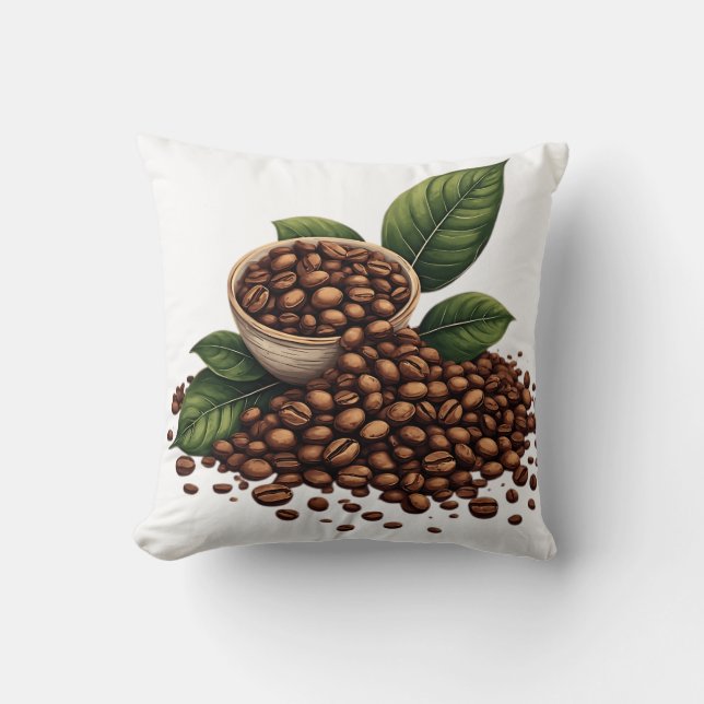 Koffiebonen en Bladeren Kussen (Voorkant)