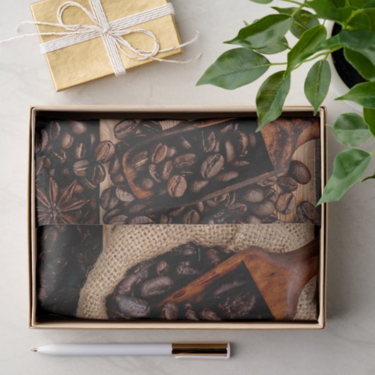 Koffiebonen en chocoladedepapier tissuepapier (Geschenk)