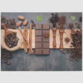 Koffiebonen en chocoladedepapier tissuepapier (Voorkant)