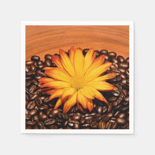 Koffiebonen en Gele Daisy Servet