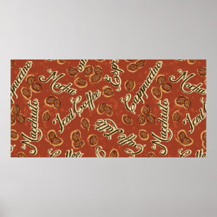 Koffiebonen en geschreven snuitzeemijlen voor typo poster