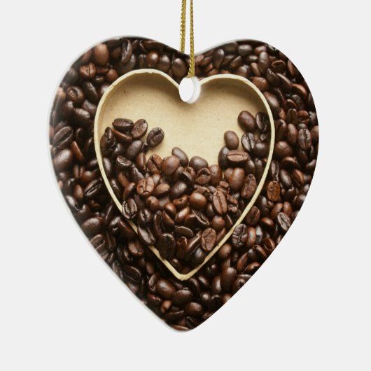 Koffiebonen en hart keramisch ornament (Rechts)