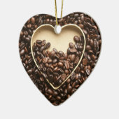 Koffiebonen en hart keramisch ornament (Links)