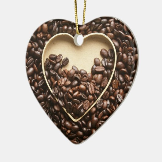 Koffiebonen en hart keramisch ornament (Links)