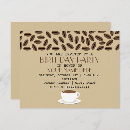 Koffiebonen en Koffiebeker op zaterdag Kaart (Voorkant / Achterkant)
