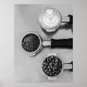 Koffiebonen en Latte Art Poster