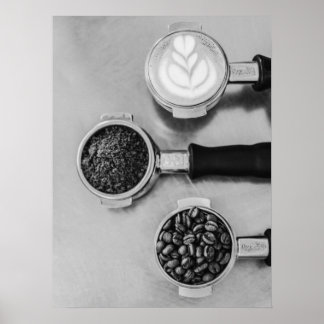 Koffiebonen en Latte Art Poster