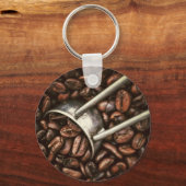 Koffiebonen en metaalschep sleutelhanger (Voorkant)