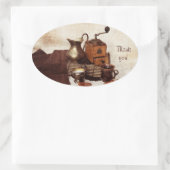 Koffiebonen en oude koffiemolen dank u sticker (Tas)