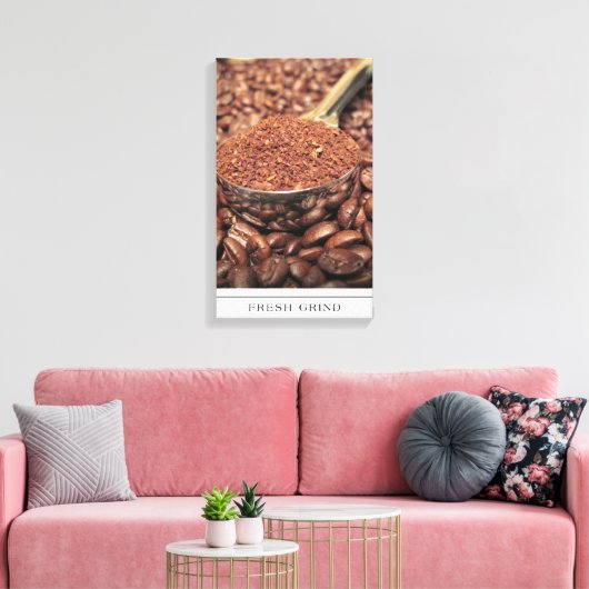 Koffiebonen en verse grond op doek canvas afdruk (Insitu (Woonkamer))