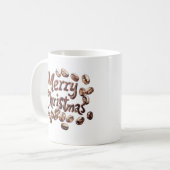 Koffiebonen en vrolijk kerstfeest koffiemok (Voorkant links)