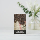 koffiebonen en zeildoek visitekaartje (Staand voorkant)