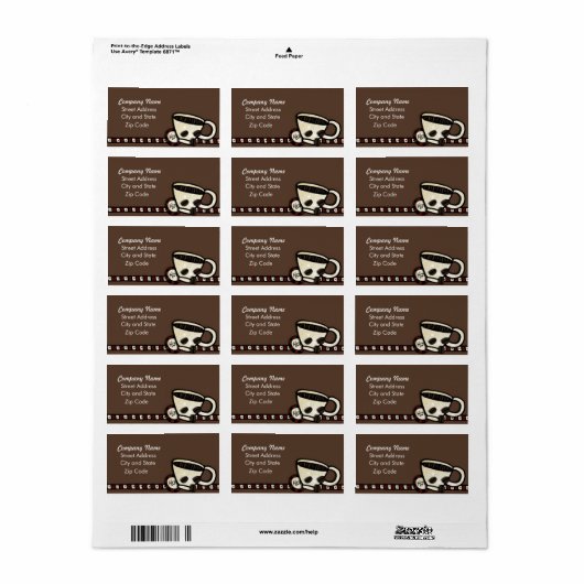 Koffiebonen Etiket (Full Sheet)