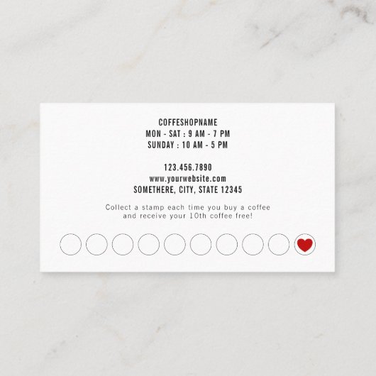 Koffiebonen Foto Koffie Koffiewinkel Loyalty-Kaart Klantenkaartje (Achterkant)