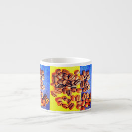 Koffiebonen Geel Blauw Textuur Espresso Kop