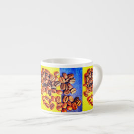 Koffiebonen Geel Blauw Textuur Espresso Kop