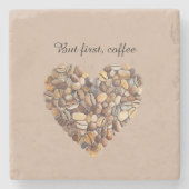 Koffiebonen Hart  Stenen Onderzetter (Voorkant)
