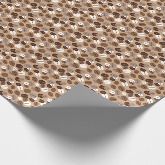 Koffiebonen in bruine tinten en wit cadeaupapier (Hoek)