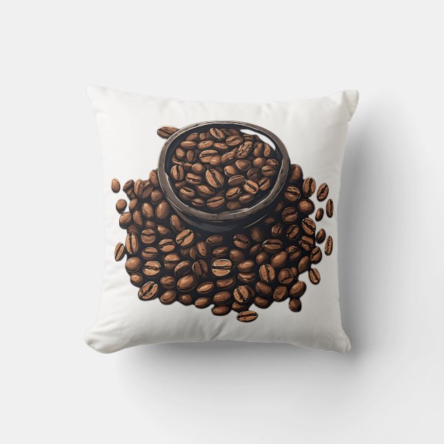 Koffiebonen in een Kom Kussen (Voorkant)