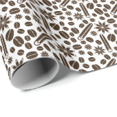 Koffiebonen, kaneel- en vanillepatroon cadeaupapier (Rol Hoek)